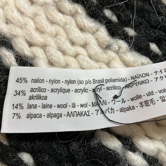 ZARA Black & White Vee Neck Pullover Sweater with Wool & Alpaca US Sz M - Picture 8 of 9